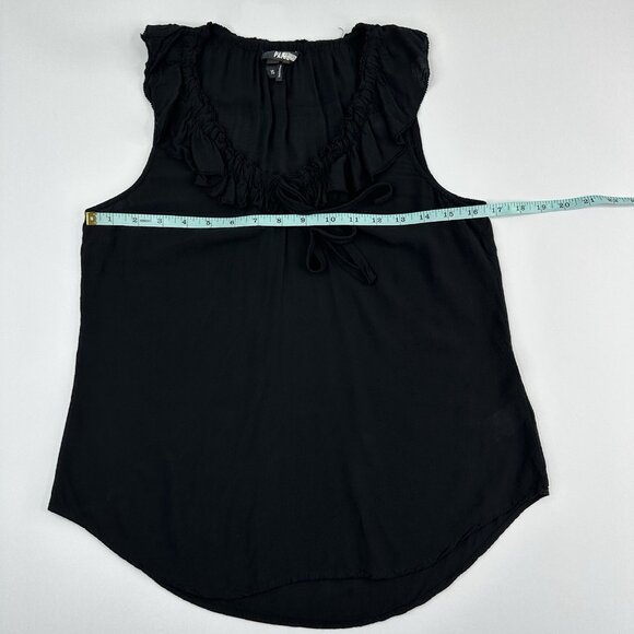 Paige Women’s Black Santina Designer Ruffle Career Sleeveless Crepe Top XS/C33 - Picture 11 of 12